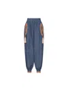 Valentino Balloon Trousers In Embroidered Denim Chambray Woman Denim 42 In Blue