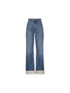 Valentino Heart Court Straight Jeans With Embroidered Hem