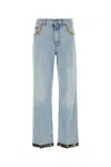Valentino Womens Denim Blu Lav Chiaro Embroidered Straight-leg Denim Jeans