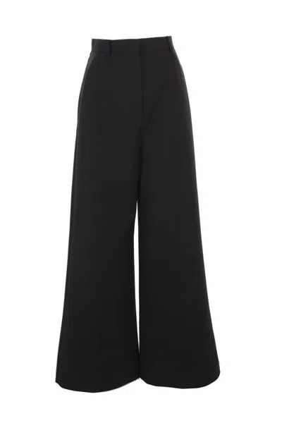 Valentino Wool-drill Wide-leg Pants In Black