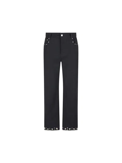 Valentino Straight Trousers With Belt Loops And Studs In Multi