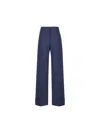 Valentino Garavani High-waisted Wide Leg Pants In Silk And Wool Indigo Women In Blue