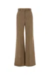 Valentino Garavani Melange Sand Wool Palazzo Pant In Brown