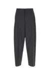 Valentino Wide-leg Wool Pant With Front Pleats In Grigiomelange
