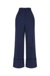 Valentino High-waisted Wide Leg Pants In Silk And Wool Indigo In Indaco