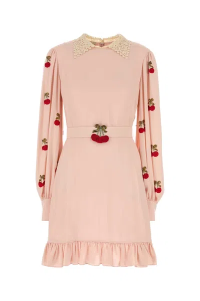 VALENTINO VALENTINO GARAVANI PASTEL PINK GEORGETTE DRESS
