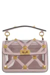 Valentino Pastel Pink Polymeric Material And Leather Medium Roman Stud Handbag
