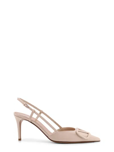 Valentino Garavani Patent Leather Slingback With Vlogo Detail In Cream
