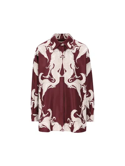 Valentino Garavani Pattern Printed Shirt In Amarone/perla