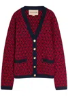Valentino Garavani Patterned-intarsia Wool Cardigan In Red