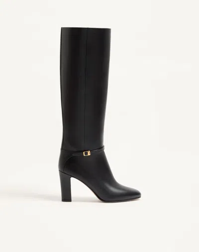 Valentino Garavani Pattie Calfskin Boot 100mm Woman Black 40 In Multi