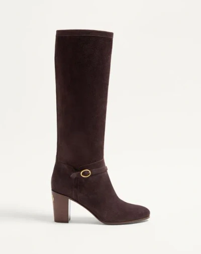 Valentino Garavani Pattie Crust Leather Boot 75mm Woman Brown 42