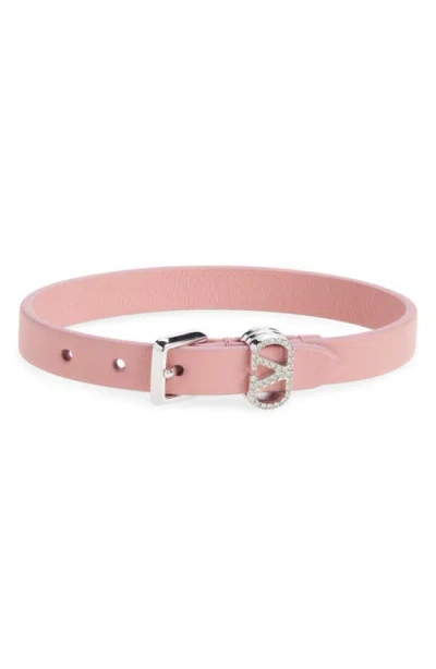 Valentino Garavani Pavé Vlogo Leather Bracelet