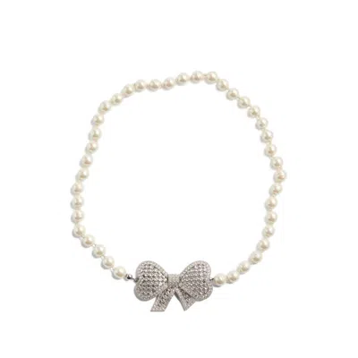 Valentino Garavani Pearl And Bow Bracelet In Gold
