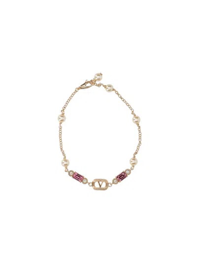 Valentino Garavani Pearl And Crystal Pendant Necklace In Multi