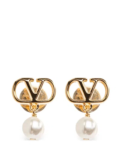 Valentino Garavani Pearl Logo Mini Bracelet With Butterfly Fastening, 2.5 Cm In Oro
