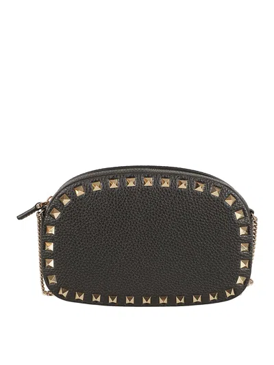 Valentino Garavani Pebble Leather Crossbody Bag In Black