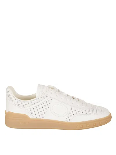 Valentino Garavani Perforated Calf Nappa Leather Sneakers In White