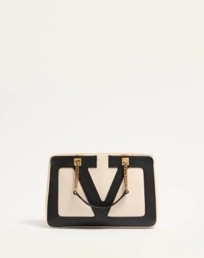 Valentino Garavani Petit Cabas Garavani Viva Superstar En Cuir Nappa Femme Beurre/noir Uni