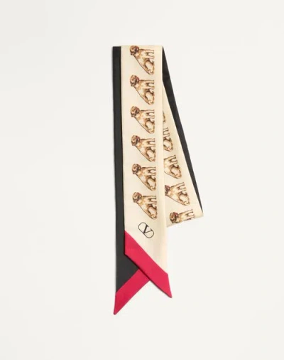 VALENTINO VALENTINO GARAVANI PETIT CHARLES SILK BANDEAU SCARF WOMAN BLACK/BEIGE/BUTTER UNI