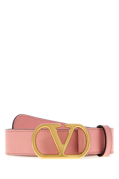 Valentino Garavani Logo-sign Leather Belt In Pink