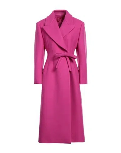 Valentino Garavani Pink Pp Collection Woman Coat Fuchsia Size 6 Virgin Wool, Polyamide