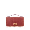 Valentino Garavani Pink Velvet Vlogo Signature Handbag In Sand