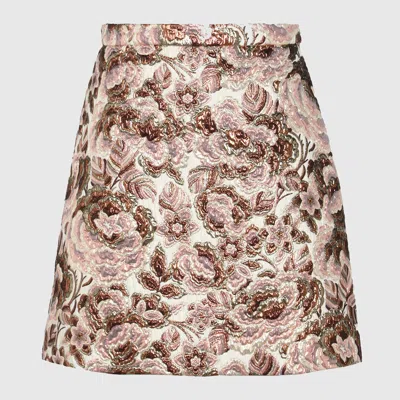 Valentino Garavani Pink Wool Skirt In Brown