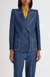 Valentino Garavani Women Double-breasted Denim Jacket In Blue