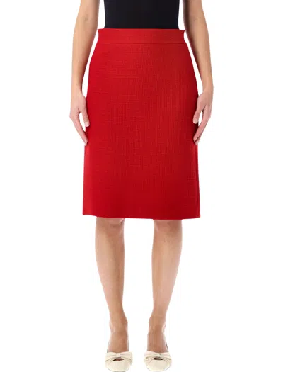 Valentino Garavani Plain Wool Tweed Midi Skirt
