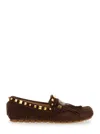 Valentino Garavani 'plaster Caster' Brown Loafers With Vlogo On The Front And Fringed Details In Sue