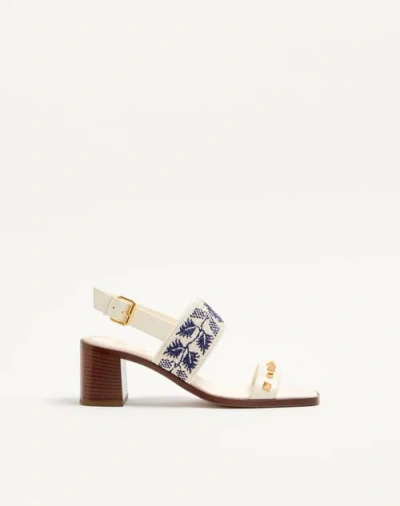 Valentino Garavani Plaster Caster Sandal In Calfskin With Grape Embroidery 60mm Woman Ivory/natural/ In Neutral