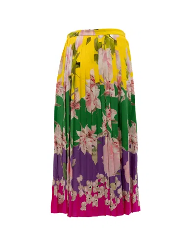 Valentino Garavani Pleated Floral Skirt In Multi