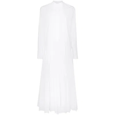 Valentino Garavani Pleated Cotton-blend Poplin Dress In White