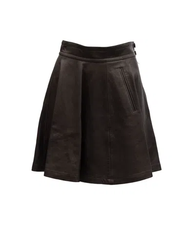 Valentino Garavani Pleated Leather Skirt In Black