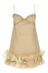 Valentino Garavani Pleated Ruffles Dress In Neutral