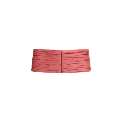 Valentino Garavani Pleated Satin Viscose Belt In Red