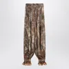 Valentino Beige Metallic Voyage Pleated Wide-leg Pants