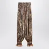 Valentino Beige Metallic Voyage Pleated Wide-leg Pants
