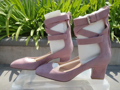 Pre-owned Valentino Garavani Plum Ankle Strap Pump, Suede Antique Rose, Italy Eu37 1/2 In Purple