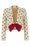 Valentino Bow-embellished Polka-dot Silk-shantung Jacket