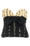 Valentino Plusdepois Print Chiffon Top With Handmade Draping And Bow Detail In Black