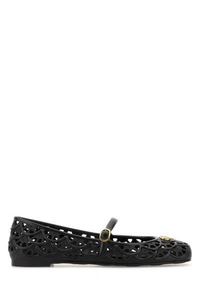 Valentino Garavani Ondette Rubber Ballerina In Black