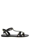 Valentino Rockstud Flat Sole Open Toe Sandals In Black