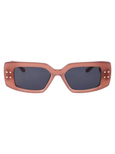 Valentino Garavani Pnk Acetate Sunglasses In Brown