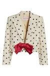 Valentino Bow-embellished Polka-dot Silk-shantung Jacket In Betulla/nero