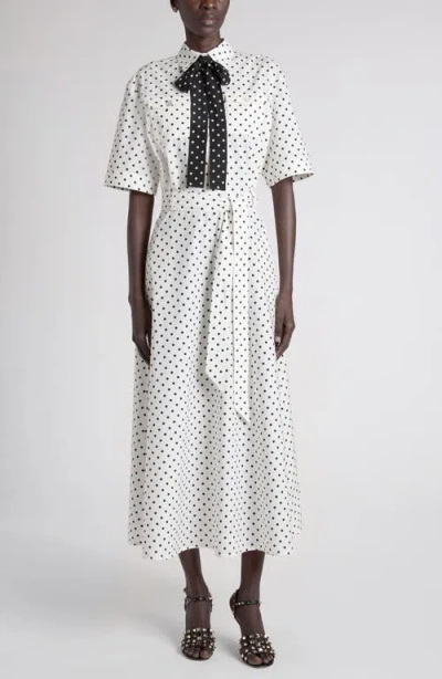 Valentino Garavani Polka Dot Cotton Poplin Shirtdress In White