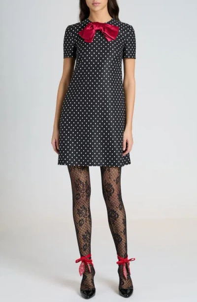 Valentino Dotted Mini Dress In Black