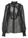 Valentino Garavani Polka Dot Tulle Bib Button-up Shirt