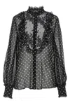 Valentino Garavani Polka Dot Tulle Bib Button-up Shirt